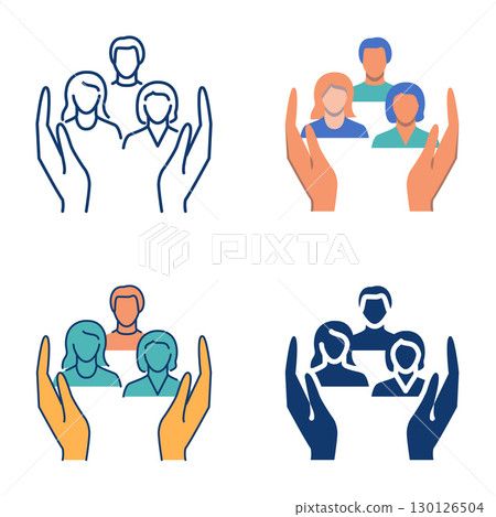 Inclusion and diversity flat and line icon set 130126504