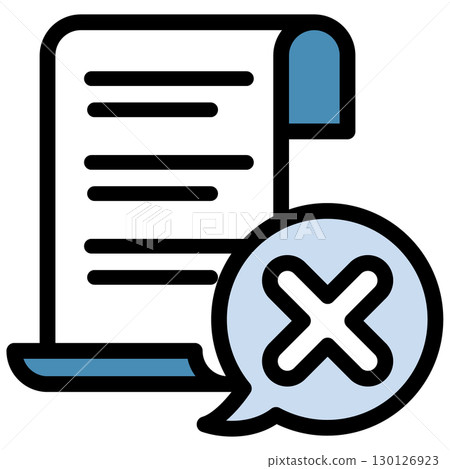 Illustration icon material set: Crossmark document file 113 130126923