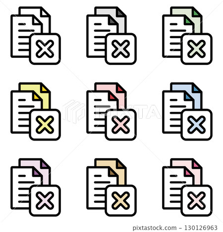 Illustration icon material set: Crossmark document file 116 Illustration icon material set: Crossmark document file 116 130126963