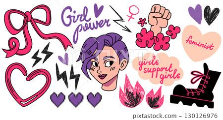 Empowering girly graphics with y2k sticker 130126976