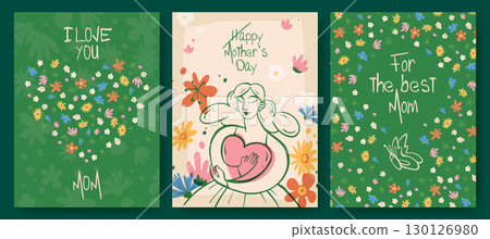 Mother day floral greeting cards collection 130126980