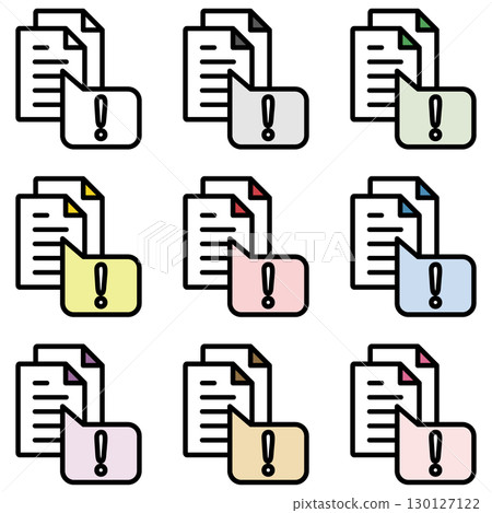 Illustration icon material set: Exclamation mark document file 123 130127122