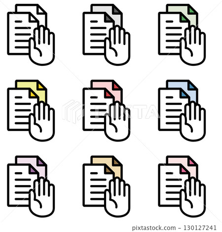 Illustration icon material set: Hand document file 125 Illustration icon material set: Hand document file 125 130127241