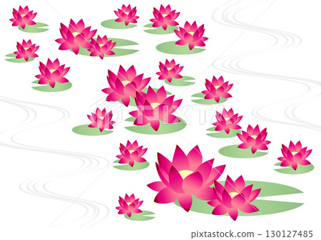 Water lily icon set, illustration, cute, red Water lily icon set, illustration, cute, red 130127485