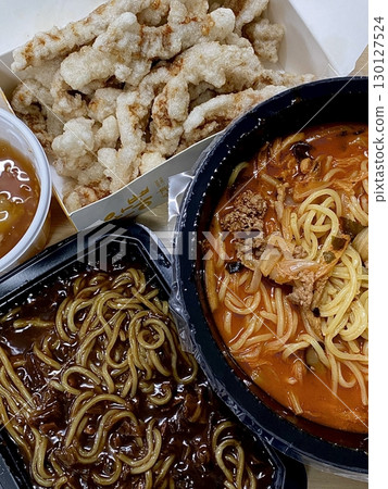 Spicy jjampong with seafood and noodles, savory jajangmyeon with rich black bean sauce, and crispy tangsuyuk in sweet and sour glaze. A perfect trio of bold flavors and satisfying textures. 130127524