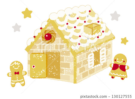 薑餅夫婦與薑餅屋的聖誕插圖 130127555