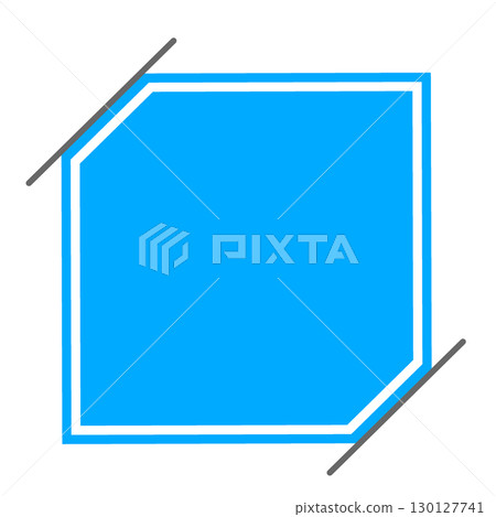 一個藍色方形框架，四角用膠帶封住 130127741