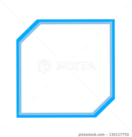 A square light blue frame with white inside and taped corners 130127750