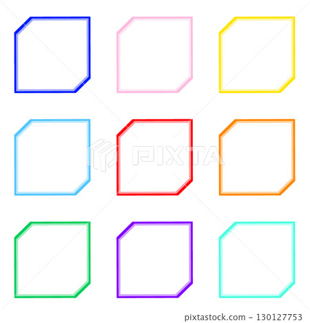 Set of 9 square frames in two colors with taped corners and white interiors Set of 9 square frames in two colors with taped corners and white interiors 130127753