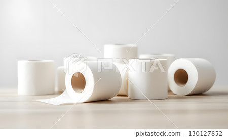 地板上的一些衛生紙的圖像複製空間 130127852