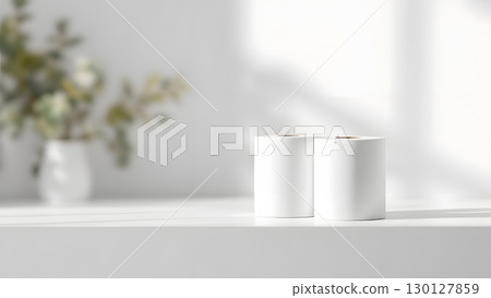 Simple and clean toilet paper image Copy space 130127859