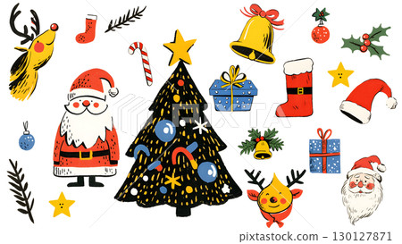 Christmas cute illustration set 130127871