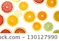 Colorful citrus fruit cross section (transparent background) 130127990