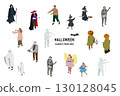 Isometric illustration of people enjoying Halloween costumes, isometric 130128045
