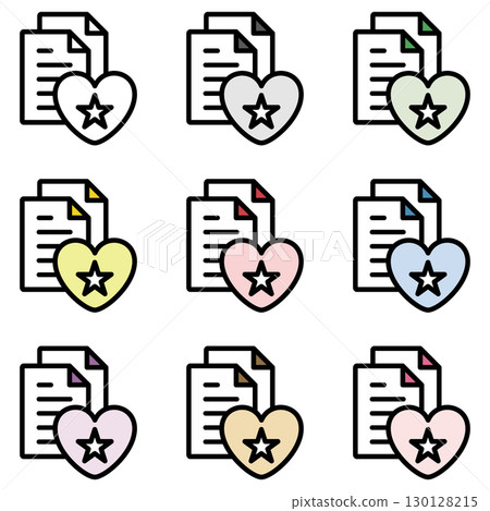 Illustration icon material set: Heart document file 149 Illustration icon material set: Heart document file 149 130128215