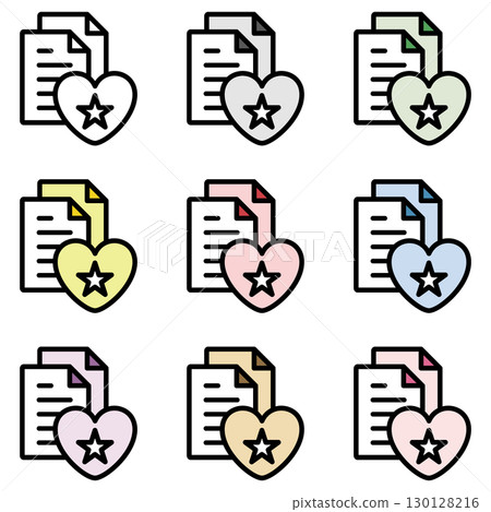 Illustration icon material set: Heart document file 150 Illustration icon material set: Heart document file 150 130128216