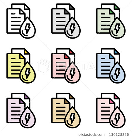 Illustration icon material set: Drop document file 160 130128226