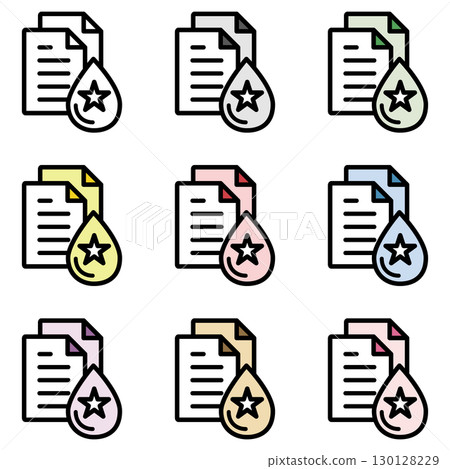 Illustration icon material set: Drop document file 163 130128229