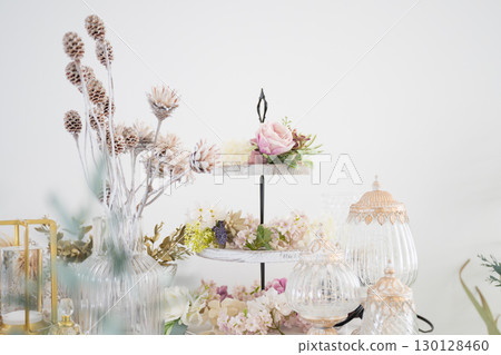 Artificial pink flower interior Artificial pink flower interior 130128460