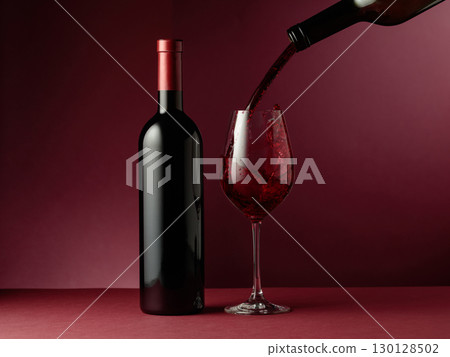 Red wine on a dark red background. Red wine on a dark red background. 130128502