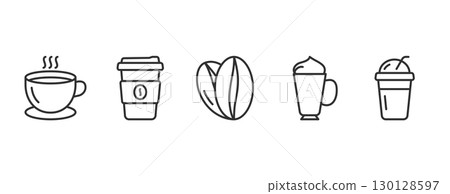 Coffee Line Icons 130128597