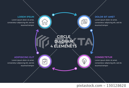 Circle Infographic Diagram Four Elements 130128628