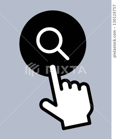 Pointing hand icon and search button Pointing hand icon and search button 130128757