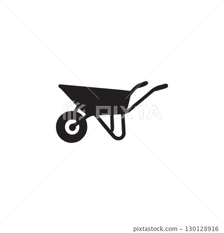 wheelbarrow silhouette garden tool icon for landscaping and construction 130128916