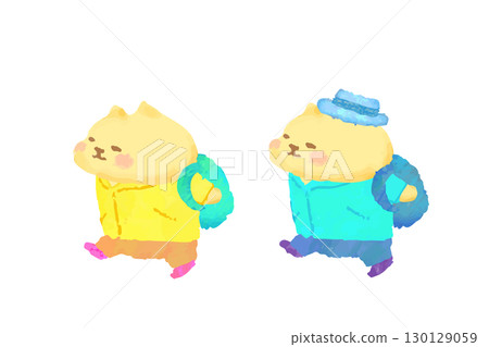 可愛的貓咪享受健行水彩畫 可愛的貓咪享受健行水彩畫 130129059