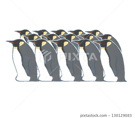 許多企鵝排成白色邊緣 130129083