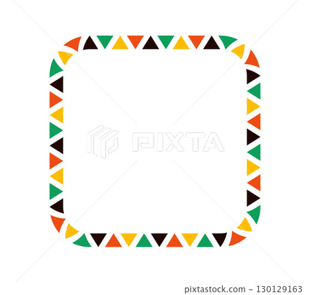 African pattern square frame. Mexican ethnic motif border. Triangular islamic ornament round frame. Sun stamp emblem. African ethnic culture ornament Vector illustration isolated on white background African pattern square frame. Mexican ethnic motif border. Triangular islamic ornament round frame. Sun stamp emblem. African ethnic culture ornament Vector illustration isolated on white background 130129163
