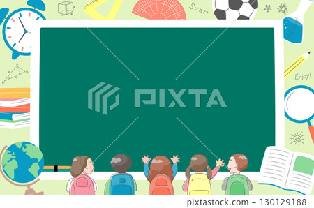 學習、入學、學習和新學期黑板的可愛插圖框架背景圖片_學校和兒童材料 學習、入學、學習和新學期黑板的可愛插圖框架背景圖片_學校和兒童材料 130129188
