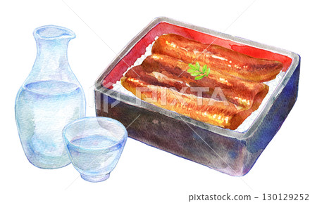 水彩插圖：冷酒鰻魚飯 130129252