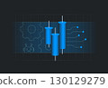 Algorithmic trading strategy with candlestick chart and digital technology background. Algorithmic trading and financial analysis, stock investment and modern fintech innovation vector illustration 130129279