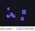 Cloud collaboration platform with teamwork, file sharing and digital workspace on mobile device. Cloud collaboration connected people working together online business environment, vector illustration 130129290