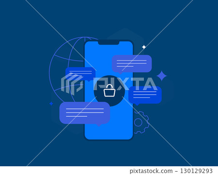Customer engagement platforms for e-commerce with digital interaction, mobile communication, user experience and online service solutions supporting business growth vector illustration 130129293