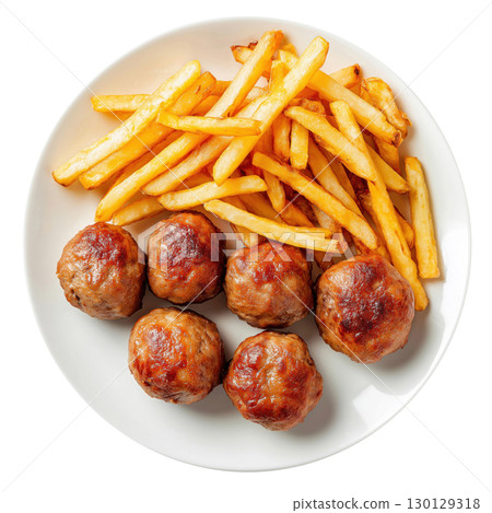 Meatballs and French Fries 130129318