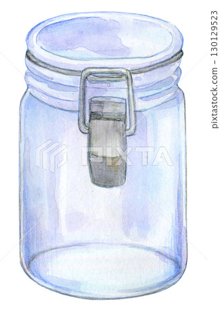 Watercolor illustration of glass canister Watercolor illustration of glass canister 130129523