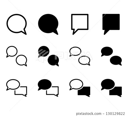 Speech bubble icon illustration set Speech bubble icon illustration set 130129822