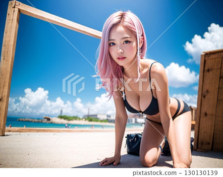 海灘的游泳衣少婦 130130139