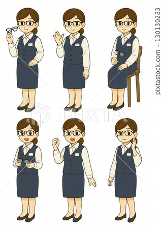 Illustration of an eyeglass store clerk 130130283