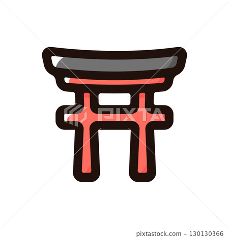 神社、鳥居插圖圖示（日式、傳統文化、日本文化素材） 130130366