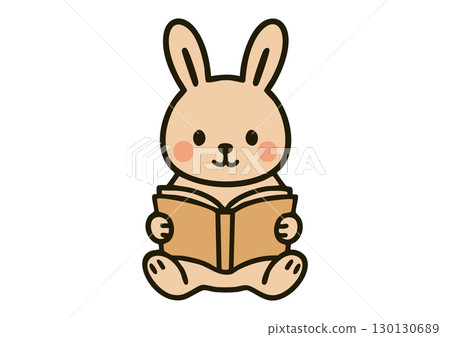 一隻讀書兔子的可愛插圖 一隻讀書兔子的可愛插圖 130130689
