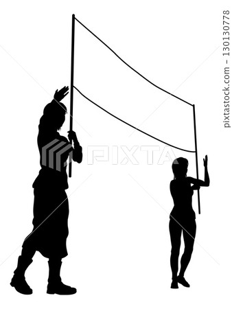 Banner Silhouette Protestors at March Rally Strike 130130778