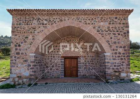 Traditional stone and brick architecture of Fetih Mescidi, or Fetih Mosque, a small mosque in Manisa, Turkey Traditional stone and brick architecture of Fetih Mescidi, or Fetih Mosque, a small mosque in Manisa, Turkey 130131264