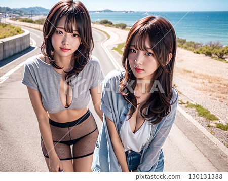 Sea and young woman Sea and young woman 130131388