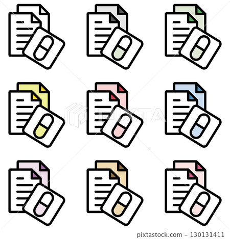 Illustration icon material set: Pharmaceutical medical file 238 130131411