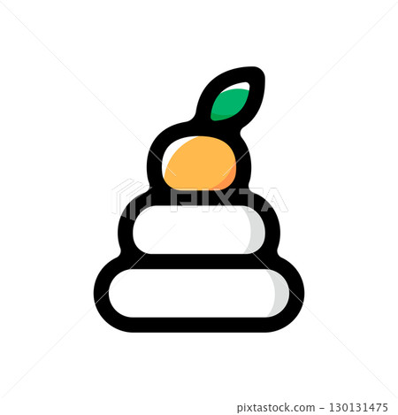 Kagami mochi illustration icon (New Year's, New Year's card material, Japanese culture material) 130131475