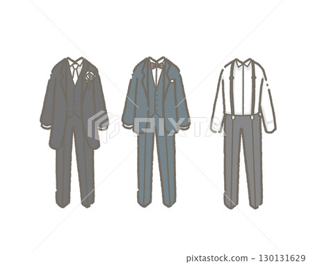 Hand drawn tuxedo illustration set Hand drawn tuxedo illustration set 130131629