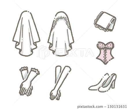 手繪婚禮新娘用品插圖 手繪婚禮新娘用品插圖 130131631